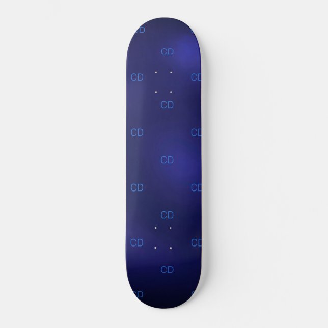 Minimalistisch: Blaue Monogramm-Initialen Skateboard (Vorderseite)