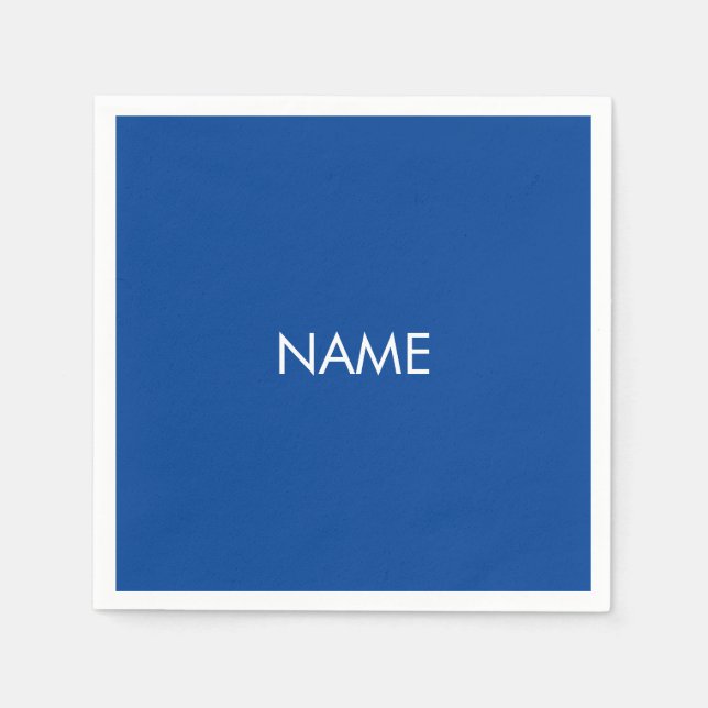 Minimalistisch-blauer individuelle Name Serviette (Vorderseite)