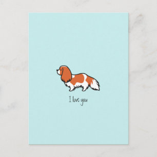 Minimalistisch Blenheim Cavalier King Charles Span Postkarte