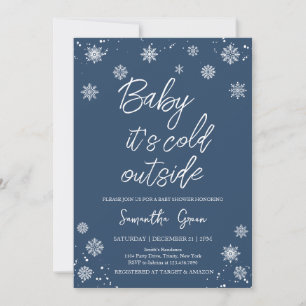Minimalistisch Blue Baby Es ist kalte Außendusche Einladung
