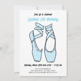 Minimalistisch Blue Ballet Geburtstagsparty Einlad Einladung