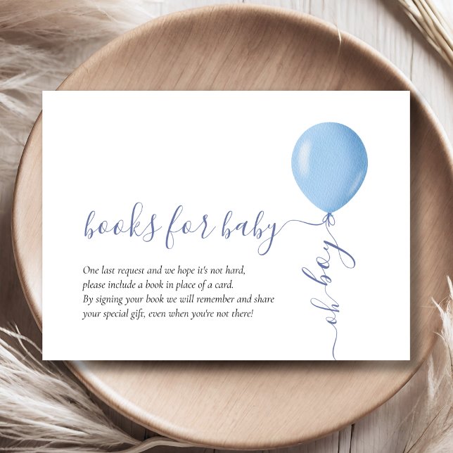 Minimalistisch Blue Balloon Baby Showbücher für Ba Begleitkarte (Von Creator hochgeladen)