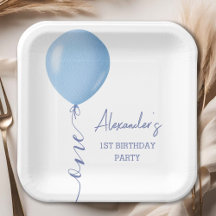 Minimalistisch Blue Balloon Boy 1. Geburtstag