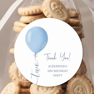 Minimalistisch Blue Balloon Boy 2. Geburtstag Part Runder Aufkleber