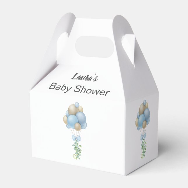 Minimalistisch Blue Balloons Boy Baby Dusche Geschenkschachtel (Vorderseite)