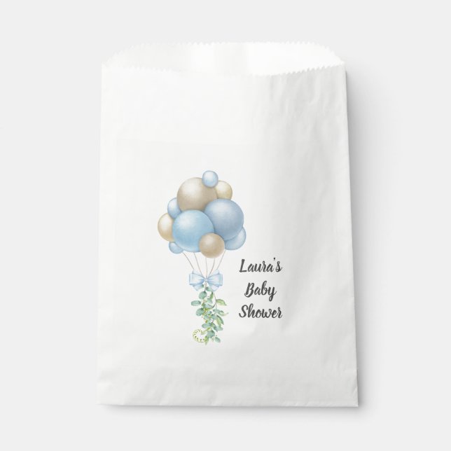 Minimalistisch Blue Balloons Boy Baby Dusche Geschenktütchen (Vorderseite)