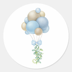 Minimalistisch Blue Balloons Boy Baby Dusche Runder Aufkleber