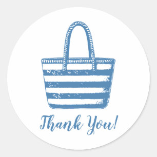 Minimalistisch Blue Beach Bag Coastal Vielen Dank Runder Aufkleber