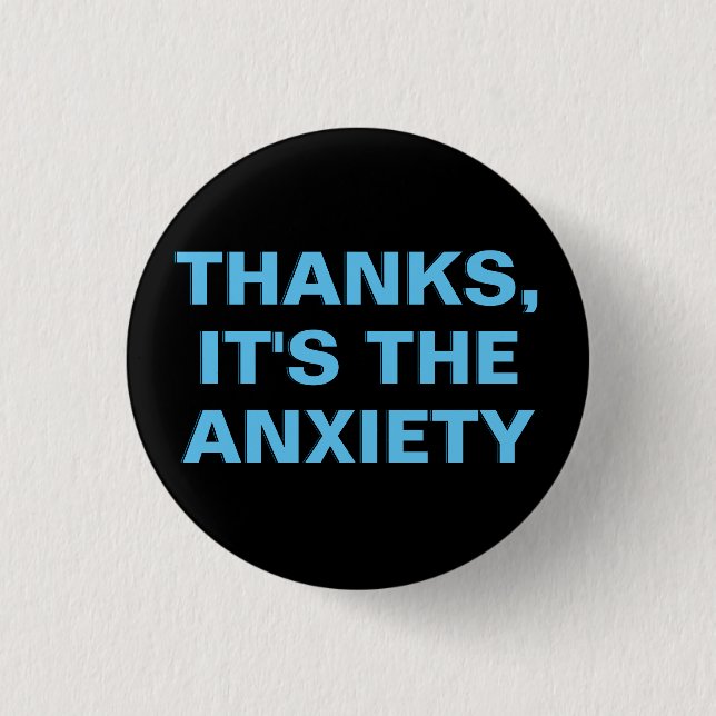 Minimalistisch Blue Black Mental Health Angst Button (Vorderseite)