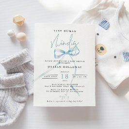 Minimalistisch Blue BOW Tiny human Shindig Baby Du Einladung