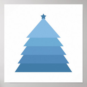 Minimalistisch Blue Christmas Tree Poster