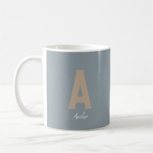 Minimalistisch Blue Custom Monogram Kaffeetasse