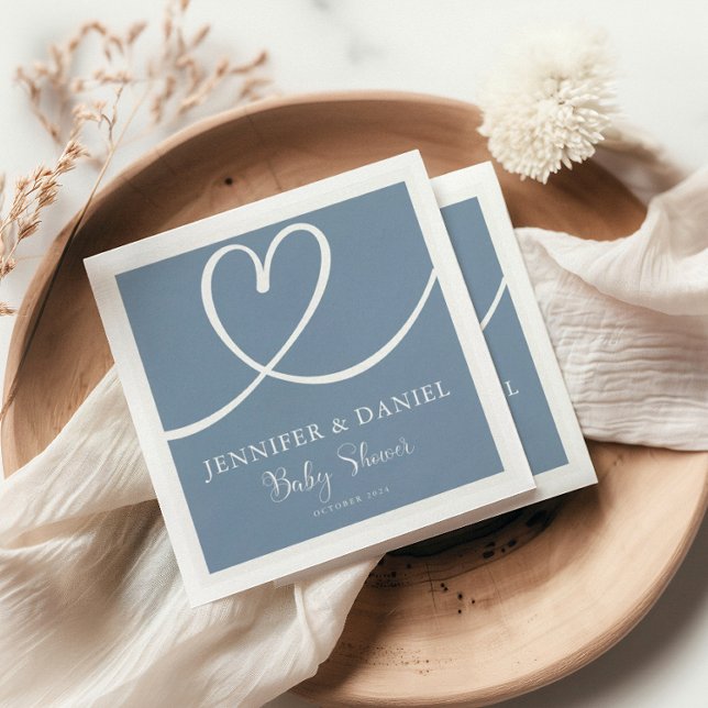 Minimalistisch Blue Elegant Oh Baby Dusche Serviette (Von Creator hochgeladen)