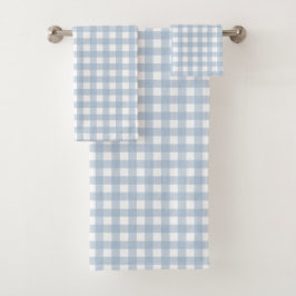 Minimalistisch Blue Gingham Kariert Pattern Badhandtuch Set