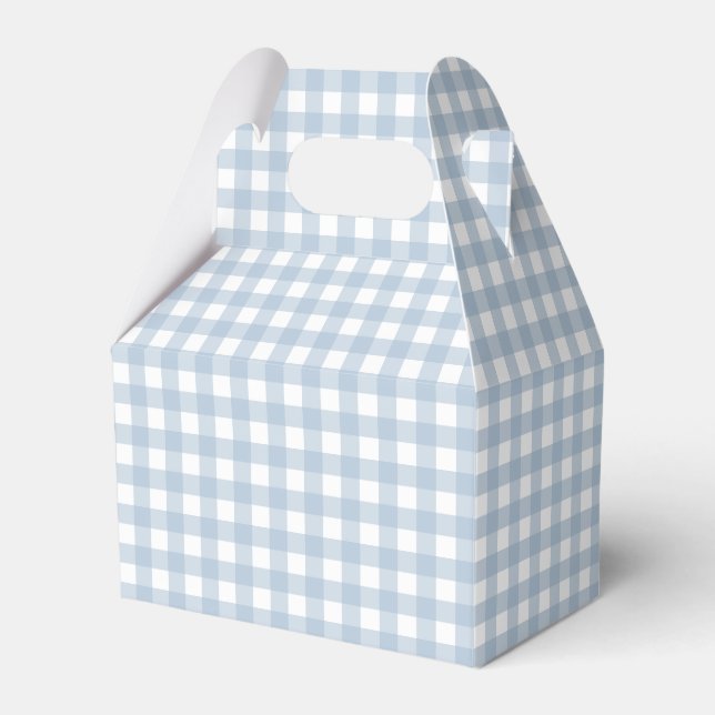 Minimalistisch Blue Gingham Kariert Pattern Geschenkschachtel (Vorderseite)