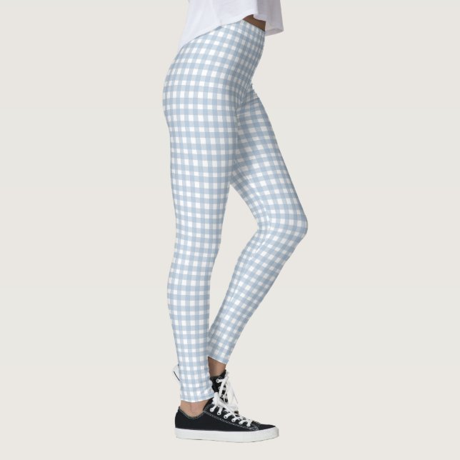 Minimalistisch Blue Gingham Kariert Pattern Leggings (Rechts)