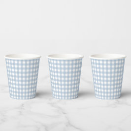 Minimalistisch Blue Gingham Kariert Pattern Pappbecher