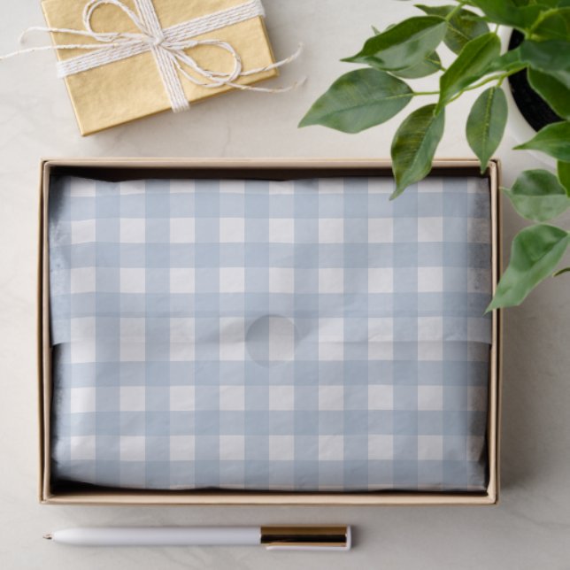 Minimalistisch Blue Gingham Kariert Pattern Seidenpapier (Geschenk)