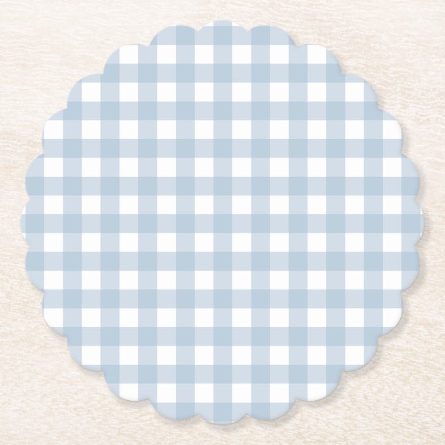 Minimalistisch Blue Gingham Kariert Pattern Untersetzer (Vorderseite)