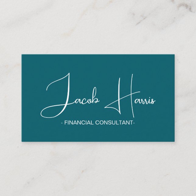 Minimalistisch Blue Green Dunkel QR Code Business  Visitenkarte (Vorderseite)