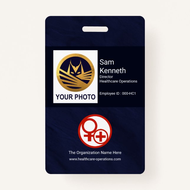 Minimalistisch Blue Grunge Foto Vorlage Gesundheit Ausweis (Vorderseite)