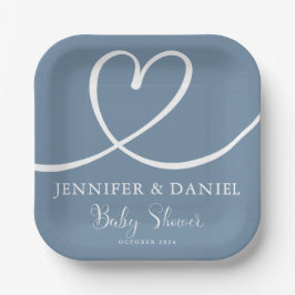 Minimalistisch Blue Handwriting Elegano Oh Baby Sh Pappteller