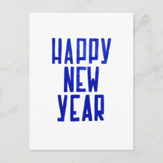 Minimalistisch Blue Happy New Year Postcard Malere Feiertagspostkarte