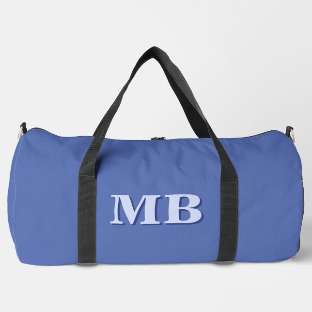 Minimalistisch Blue Modern Initial Monogram Duffle Bag (Vorderseite)