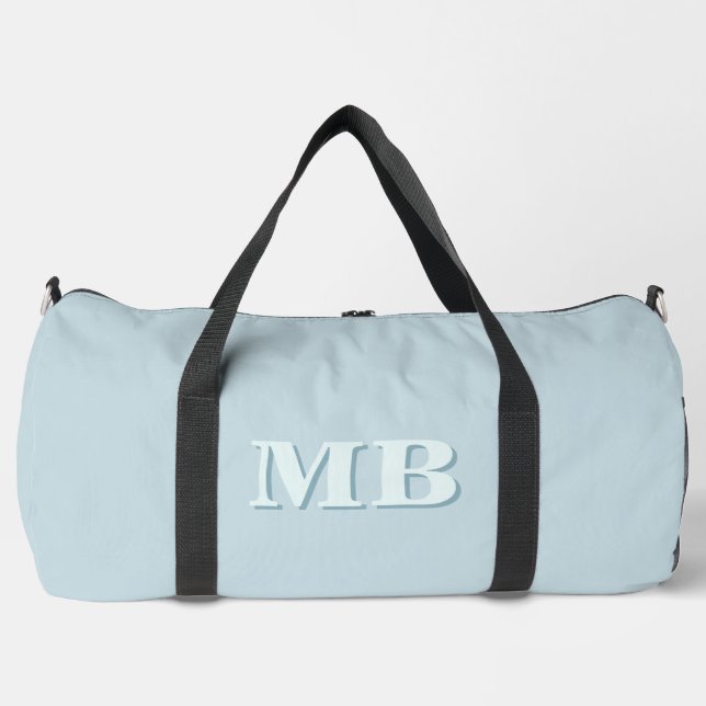 Minimalistisch Blue Modern Initial Monogram Duffle Bag (Vorderseite)