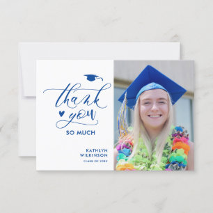 Minimalistisch Blue Script Foto Abschluss Vielen D Einladung