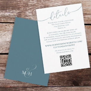 Minimalistisch Blue Simple Wedding Details QR Code Begleitkarte