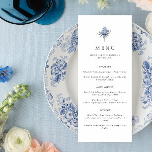 Minimalistisch Blue Thistle Wedding Menükarte