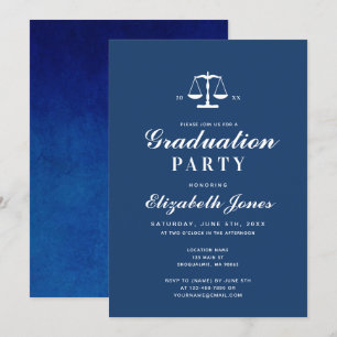 Minimalistisch Blue & Watercolor Abschluss Einladung
