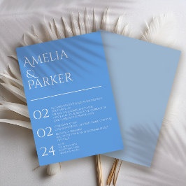 Minimalistisch Blue Wedding Einladung