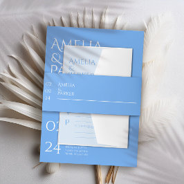 Minimalistisch Blue Wedding Einladung Einladungsbanderole