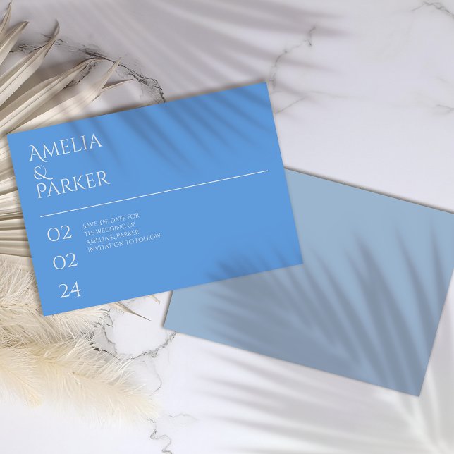 Minimalistisch Blue Wedding speichert die Datumska Save The Date (Von Creator hochgeladen)