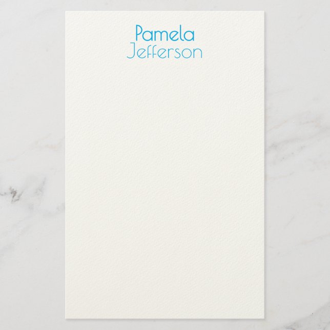 Minimalistisch Blue & White Beruflich Modern Name Briefpapier (Vorderseite)