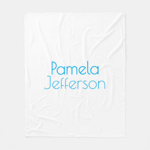 Minimalistisch Blue & White Beruflich Modern Name Fleecedecke