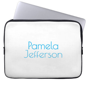Minimalistisch Blue & White Beruflich Modern Name Laptopschutzhülle