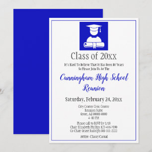 Minimalistisch Blue White High School Wiedersehen Einladung