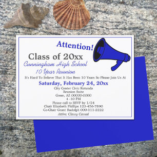 Minimalistisch Blue White High School Wiedersehen Einladung