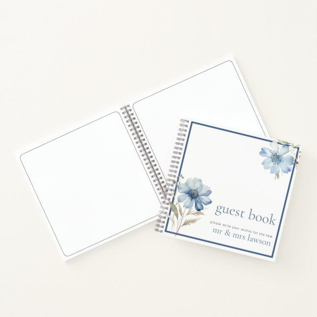 Minimalistisch Blue Wildblume Wedding Guest Book Notizbuch (Innenseite)
