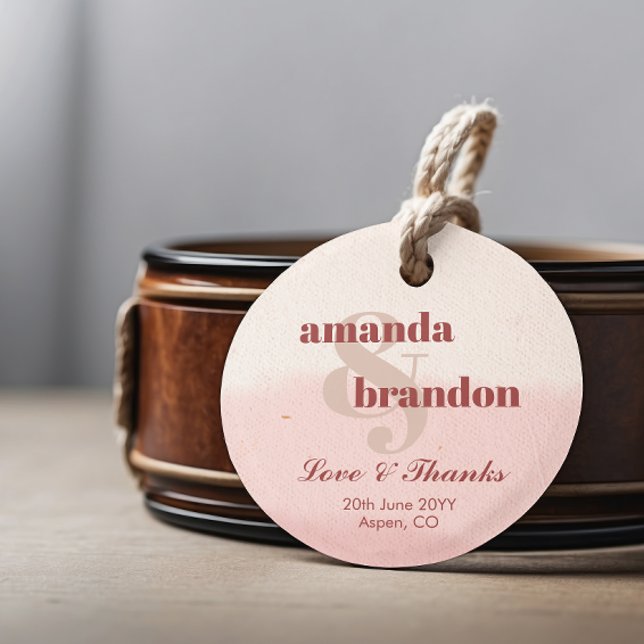 Minimalistisch Blush & Bloom Bold Script Hochzeit Geschenkanhänger (Von Creator hochgeladen)