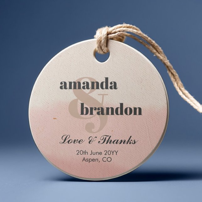 Minimalistisch Blush & Bloom Bold Script Hochzeit Geschenkanhänger (Von Creator hochgeladen)