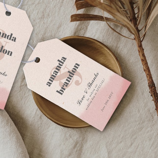 Minimalistisch Blush & Bloom Bold Script Hochzeit Geschenkanhänger (Von Creator hochgeladen)