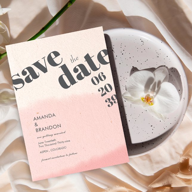 Minimalistisch Blush & Bloom Fett SkriptWedding-Fo Save The Date (Von Creator hochgeladen)