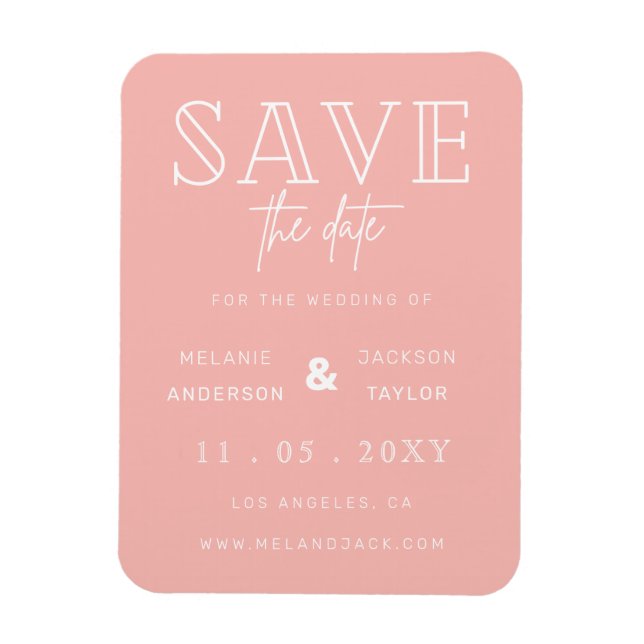 Minimalistisch Blush Handschrift Save the Date Magnet (Vertikal)