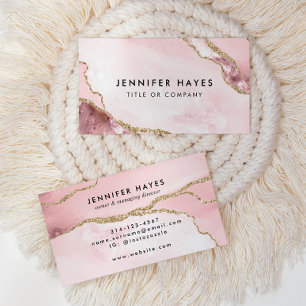 Minimalistisch Blush Pink Gold Glitzer Marmorhalte Visitenkarte
