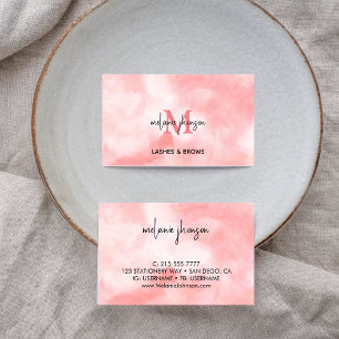 Minimalistisch Blush Pink Marmor Aquarellfarben Mo Visitenkarte