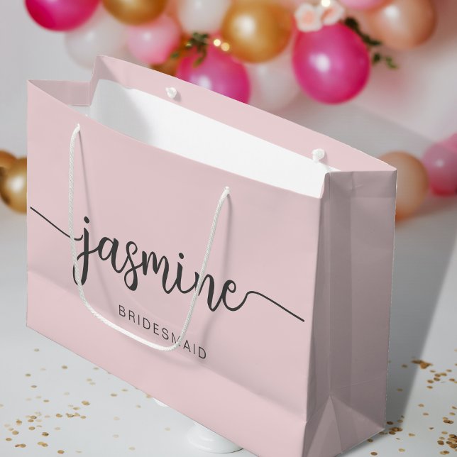 Minimalistisch Blush Pink Monogram Girl Script Große Geschenktüte (Von Creator hochgeladen)